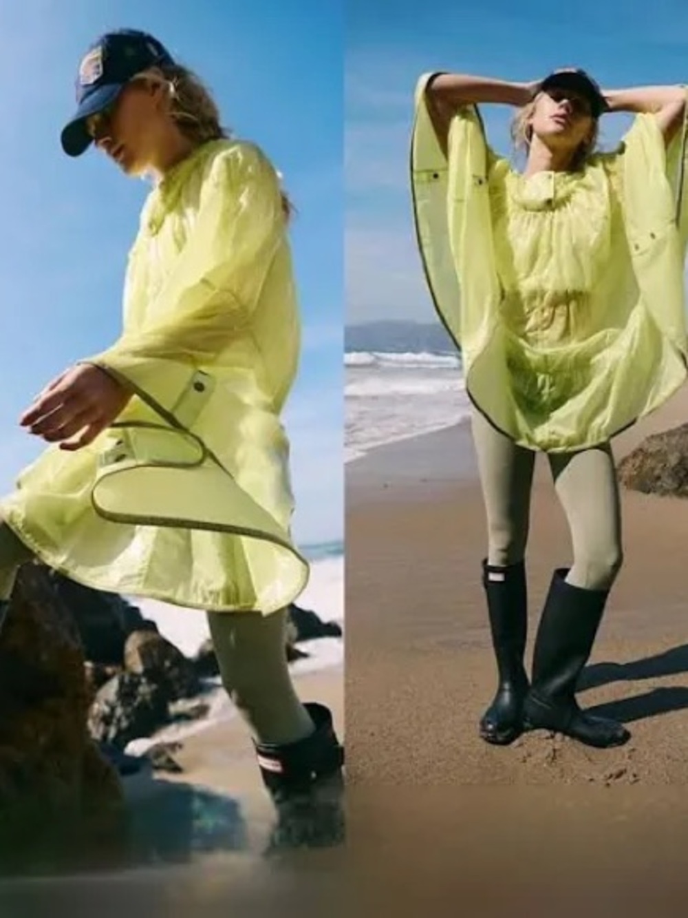 FP Movement Rain Drop Packable Poncho  Size M Neon Yellow
